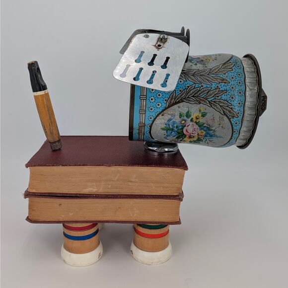 Whimsical Dog Robot Found Object Art Sculpture VTG Parts Tin Pet Assemblage Art - Picture 5 of 12